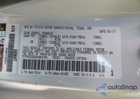 2017 Toyota Tacoma Sr from USA, damaged, VIN 5TFRX5GN2HX084701